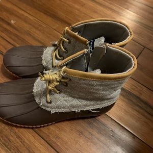 Grey and brown simply southern duck boots
